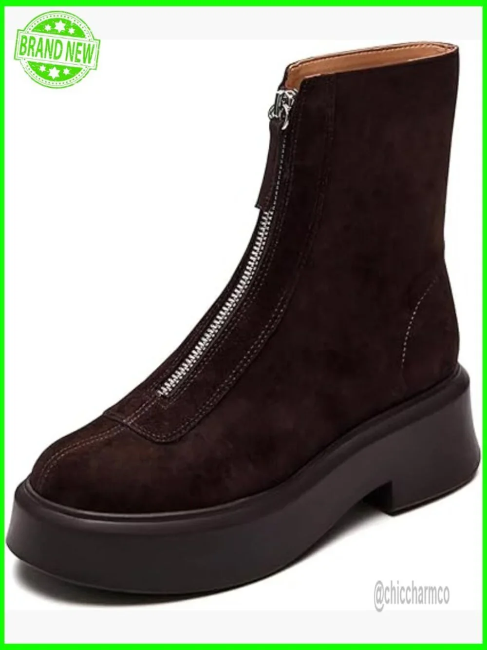 Women's Platform Ankle Boots Block Heel Round Toe Zipper Winter Booties